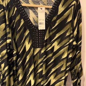 Notations Black and Gold Embellished Top